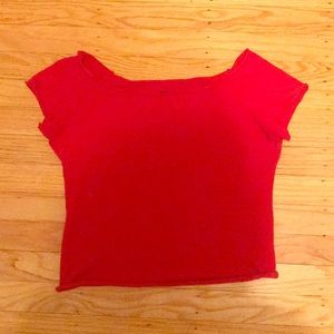 Red off the shoulder crop top (Brandy Melville)